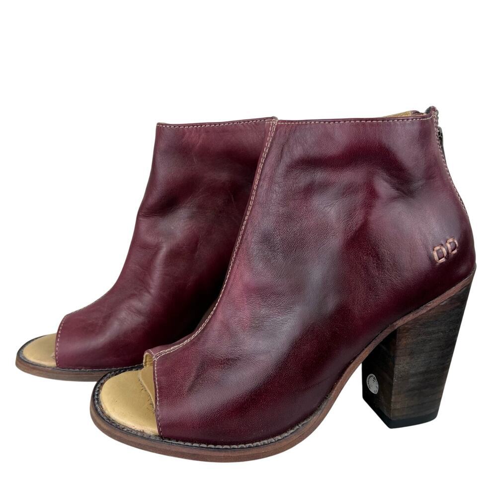 Bed Stu Burgundy Leather Ankle Boots